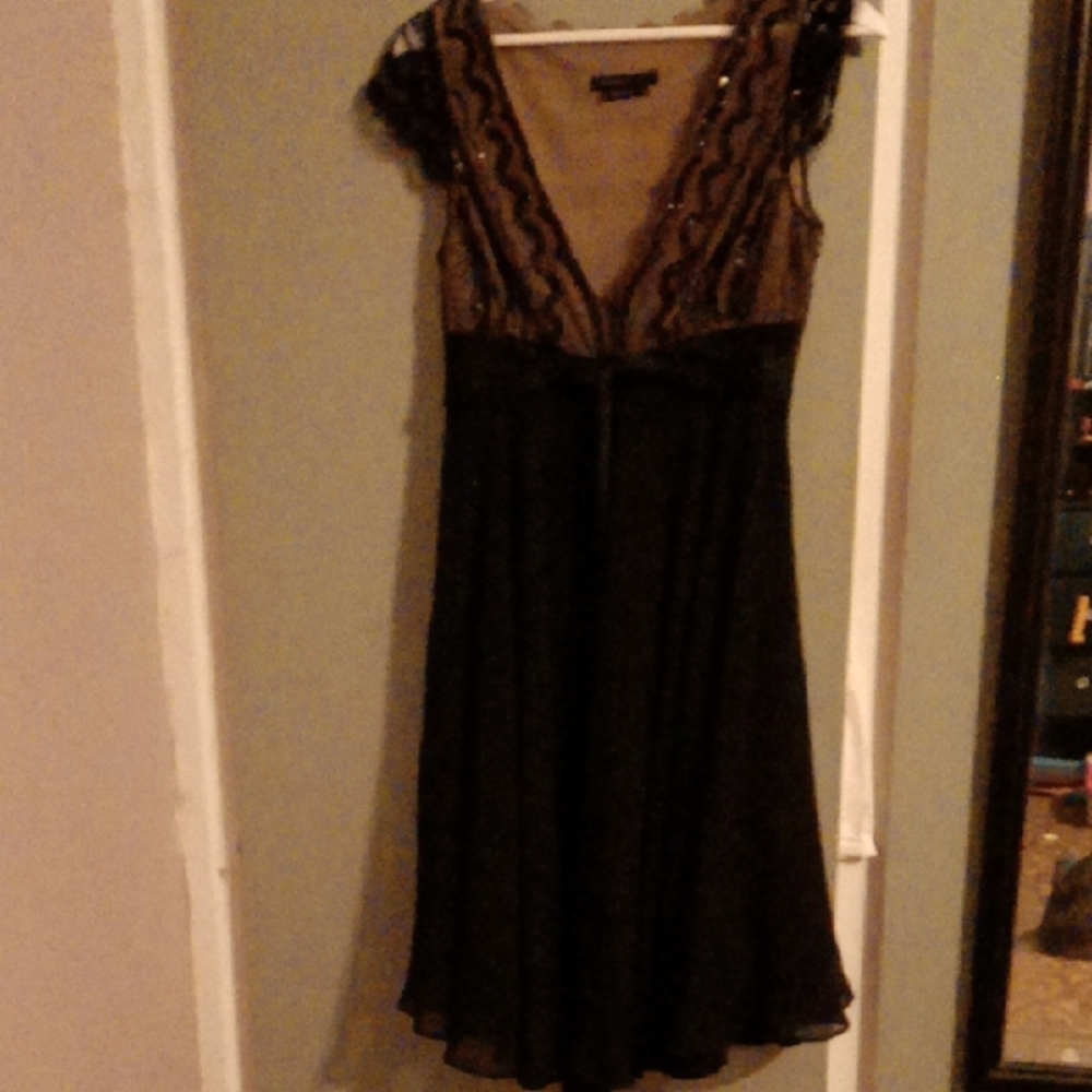BCBGMaxAzria Black and Nude Lace Dress
